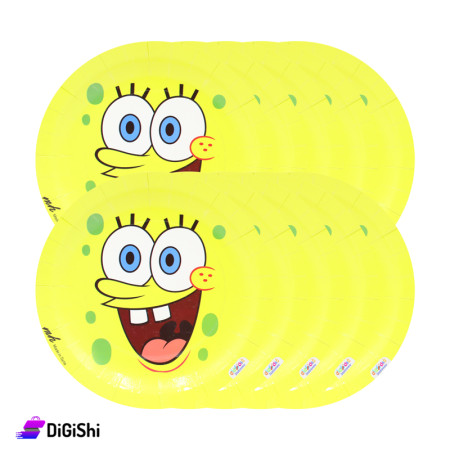 Set of 10 Pieces of Large Cardboard Dishes SpongeBob Drawing