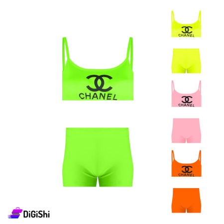 Girls' Two-Piece Polyester Swimsuit CHANEL Logo