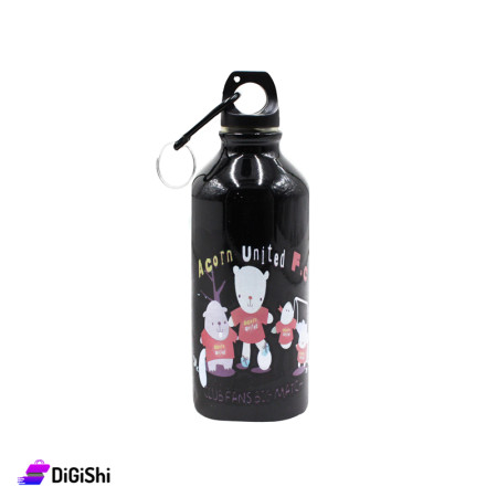 Children's Aluminium Bottle 350ml with Teddy Bear - Black