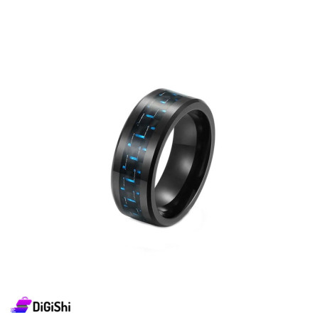 Men's Tungsten Ring - Black and Blue