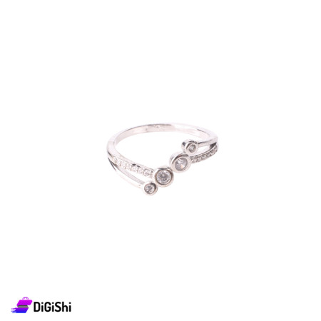 Silver Ring Classic Shaped Inlaid With Zircon Stones - Model 2