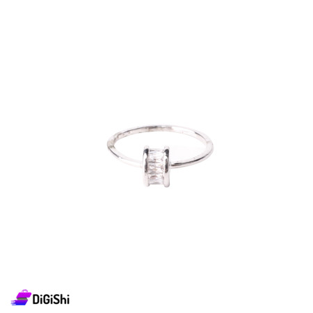 Silver Ring Classic Shaped Inlaid With Zircon Stones - Model 4