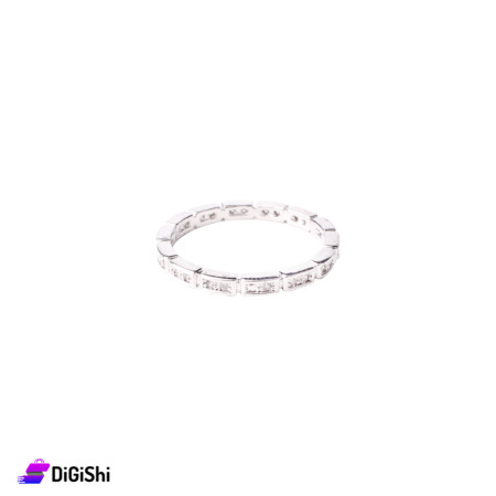 Silver Ring Classic Shaped Inlaid With Zircon Stone - Model 6