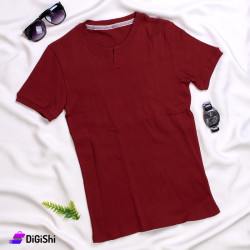 Men's Cotton T-shirt Half Sleeves Ribbed Round Dome With Slit