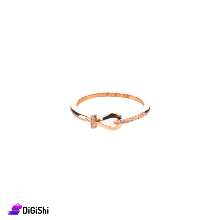 Rose Gold Ring Oval Shaped Inlaid With Zircon Stones