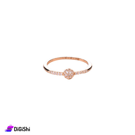 Rose Gold Ring Circular Shaped Inlaid With Zircon Stones