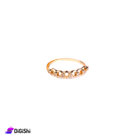 Ring with Zircon in circles Model  - Golden Rose