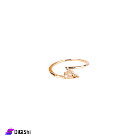 Ring with Zircon in Oval Model - Golden Rose