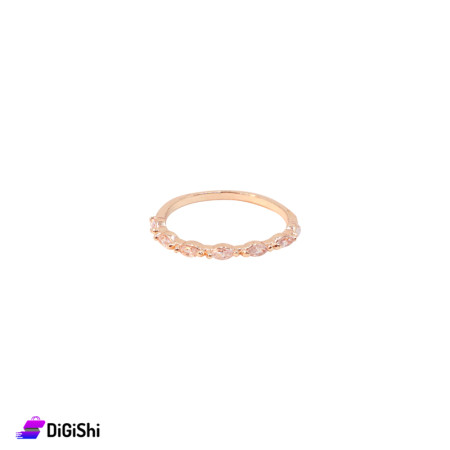 Ring with Zircon in Classic Model 5 - Golden Rose