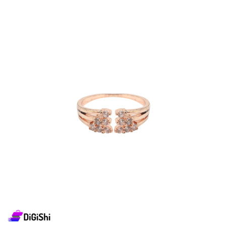 Ring with Zircon in Classic Model Golden Rose Color - Model 2