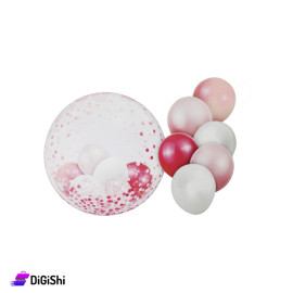 Balloons Set with Transparent balloon 7 pieces - Red