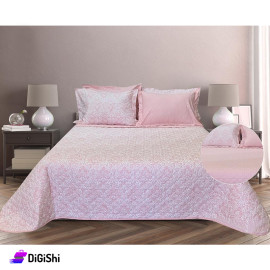 Fine Double Cotton Summer Bedspread with Pink Flowers pattern