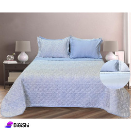 Fine Single Cotton Summer Bedspread with Blue Flowers pattern