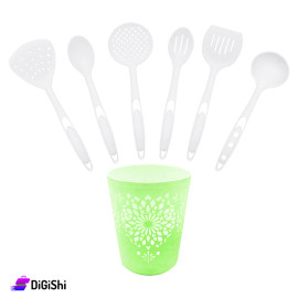 A Set of Spoons with a Plastic Basket - Kiwi