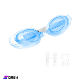 نظارات سباحة مع سدادات أذن وأنف - أزرق