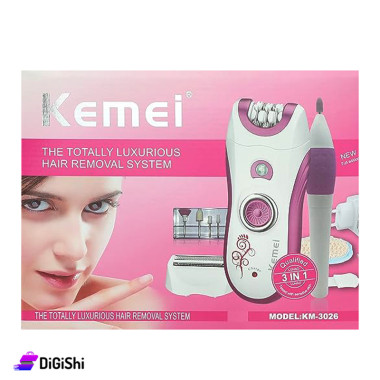 ماكينة حلاقة للنساء مع جهاز عناية بالأظافر 3بـ1 Kemei KM-3026
