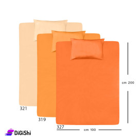 ALHOUDA Bed Sheet Set with Pillow Cover Single Size - Shades of Orange