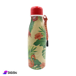 Flamingo Water Bottle with Pendant - Beige and Red