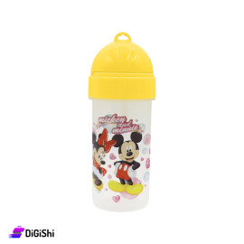 Mickey Mouse Plastic Water Bottle for Kids with Straw - Yellow