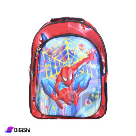حقيبة ظهر مدرسية رسمة نافرة Spider Man -أحمر