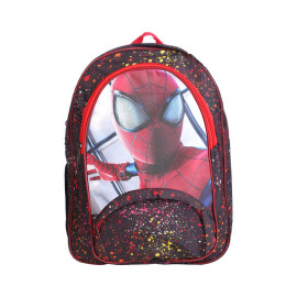 حقيبة ظهر مدرسية منقطة رسمة سبايدرمان - بني وأحمر