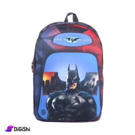 Three layer linen Backpack With Batman Drawing - Navy