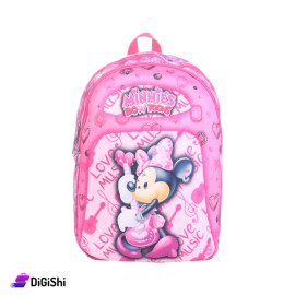 Linen Three layer Mini Mouse Backpack - Violt And Pink