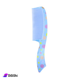 Plastic Hair Comb With Circle - Blue Sky