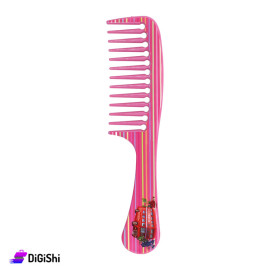 Wide Hair Comb with Stripped Designe - Fuchsia