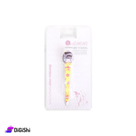 Stainless Steel Eyebrow Tweezers With a Girl's And Flowers Drawing