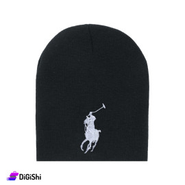 Men's Wool Hat with knight and Horse Logo - Black