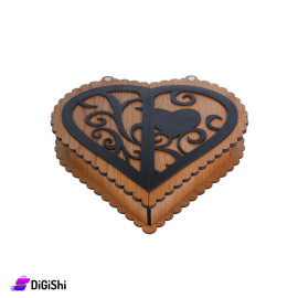 Heart Shaped Wooden Gift Box With A Heart Drawing - Light Brown