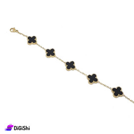 Van Cleef Women's Thin Chain Bracelet with Flowers - Gold and Black