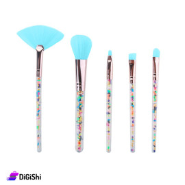 Sweet Beauty Makeup Brushes Set With Light Blue Hair
