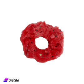 Dotted Fur Hair Scrunchie - Red