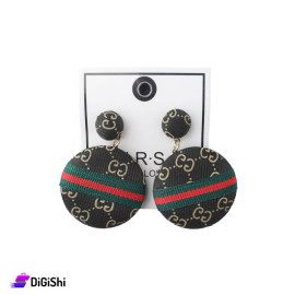 A Pair of circular GUCCI Earrings with a line - Black