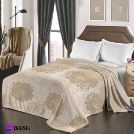 Fine Floral Mohair Double Bed Quilt - Beige