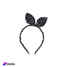 Metal Hairband With Flower Pattern And A Bow - Black