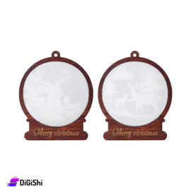 Pair of wooden and Plexiglass Christmas Decorations