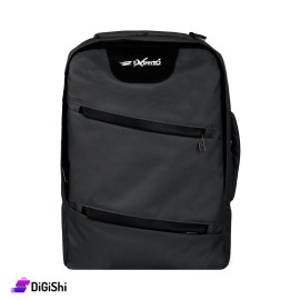Experto Two Layers Laptop Canvas Backpack and Shoulder Bag - Black