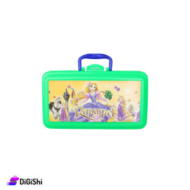 Plastic Lunch Box for Kids with Rapunzel Drawing - Green