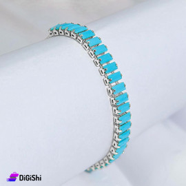 Silver Bracelet With Shiny Turquoise Stones
