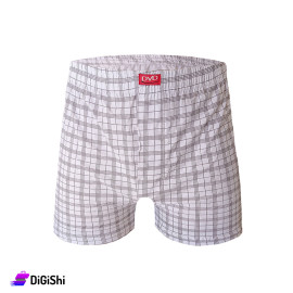 DVD Men's Shorts with White and Brown Checkered Print M-L-XL