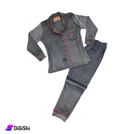 Women's Velvet Pajamas with Buttons - Gray