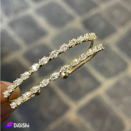 Women's Double Bracelet Studded with Zircon Stones - Gold