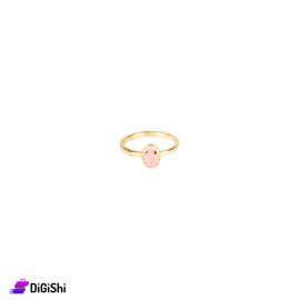 A Gold Ring Decorated With Zirconium And An Oval Flower Stone