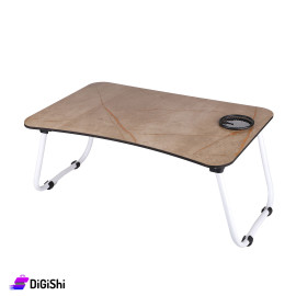 Foldable Laptop Table With Place for Cup - Brown