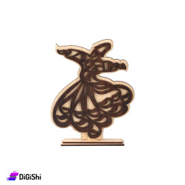 Wooden Ramadan decoration shaped like a person in traditional clothing - beige