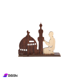 Wooden Ramadan Decoration In The Shape Of A Person Praying - Beige