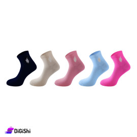 Pair of Girls' Short Cotton Socks with Pattern on The Ankle - From 8 years to 12 years